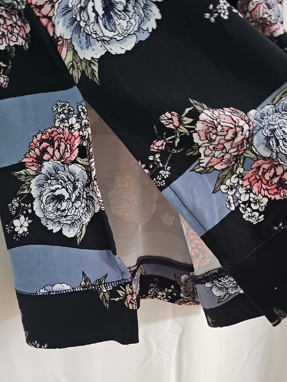 LuLaRoe Eliza Black Floral Hoodie with Pink Accents - Picture 3 of 8